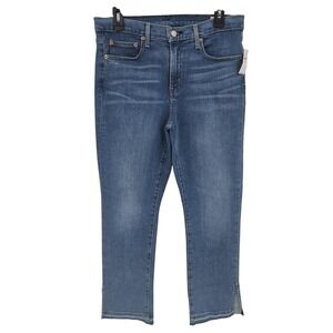 GAP‎ Jeans Womens 10 Short Blue Vintage Slim Mid Rise Raw Hem Side Slit Normcore